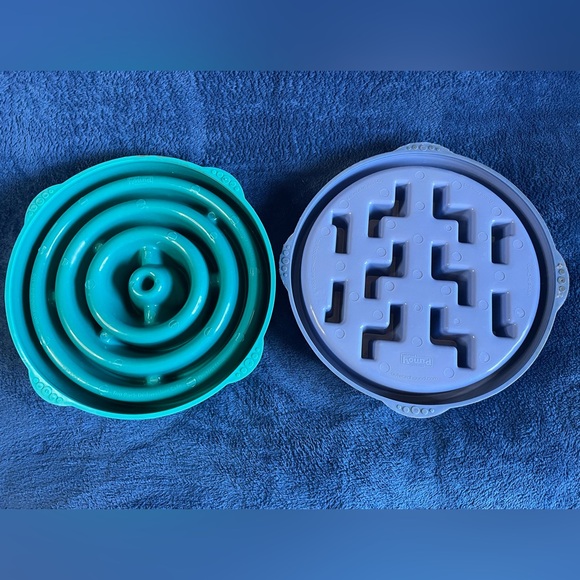 Outward Hound Fun Feeder Slo-Bowl Drop Large Teal 10.8" x 10.8" x 2"  - Set Of 2 - Picture 2 of 8